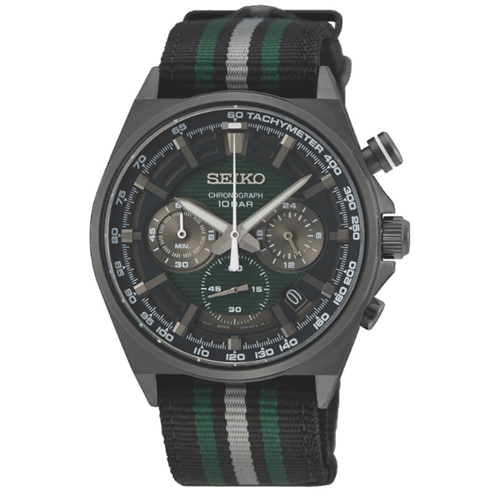 Seiko SSB411P1 - Battery - Chronograph -  10 Bar - nylon strap