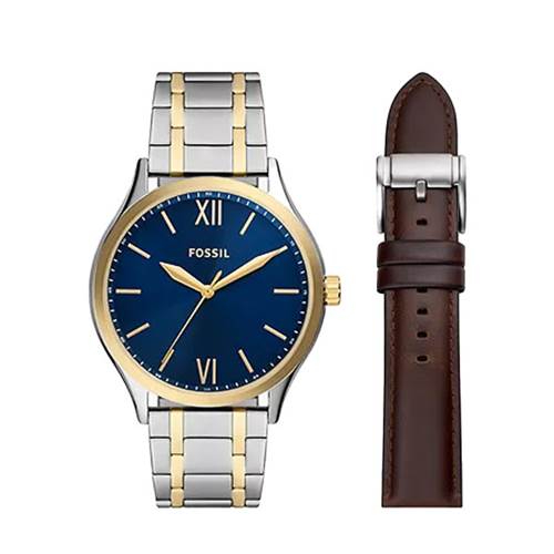 Fenmore Three-Hand Two-Tone Stainless Steel Watch and Strap Box Set
