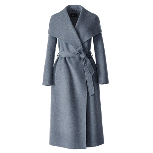 Mai-CN Grey Melange Double Face Wool Wrap Coat