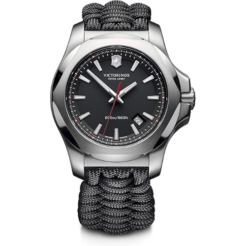 Victorinox watch I.N.O.X., black dial, black paracord strap (241726)
